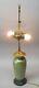 Very Fine Durand Green King Tut Art Glass Lamp C. 1920 Antique Vase