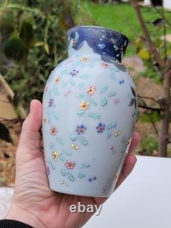 Victorian Enamelled Opaline Art Glass Vase c1885-1910 Attributed Thomas Webb