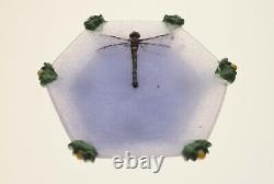 Vide poche Nancy Original Art Glass Pate de verre Dragonfly sculpture signed LRC