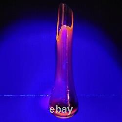 Vintage 18 Tall LE Smith Amberina Swung MCM Vase UV Reactive Glows