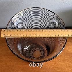 Vintage 1930s Stevens and Williams Art Deco Black and Clear Threaded Glass Vase