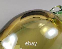 Vintage 1950s Green & Amber Ombre Murano Glass Clam Shell Bowl