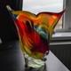 Vintage 1960s Japanese Iwatsu Hineri Glass Vase Mid Century Murano Style
