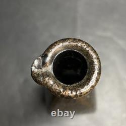 Vintage 1980s Abstract Art Glass Bud Vase / Oil Cruet Earth Stone Glazed Vessel