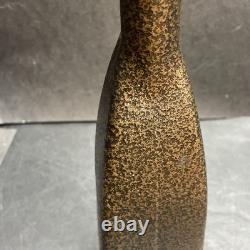 Vintage 1980s Abstract Art Glass Bud Vase / Oil Cruet Earth Stone Glazed Vessel