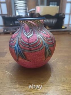 Vintage 1997 Daniel Lotton Art Glass Iridescent Cypriot Vase