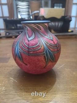 Vintage 1997 Daniel Lotton Art Glass Iridescent Cypriot Vase