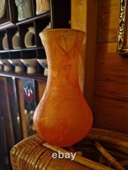 Vintage 2000s Fire Effect Look Glass Silk Straw Vase English Art