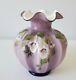 Vintage 2003 Fenton Art Glass Vase Sweetbriar Plum Purple Overlay 7 Tall