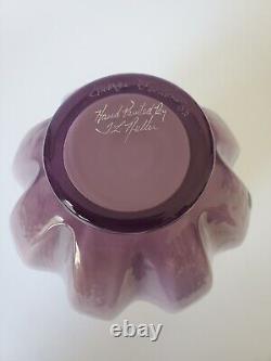 Vintage 2003 FENTON Art Glass Vase SWEETBRIAR Plum Purple Overlay 7 Tall