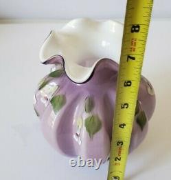 Vintage 2003 FENTON Art Glass Vase SWEETBRIAR Plum Purple Overlay 7 Tall
