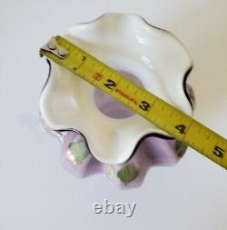 Vintage 2003 FENTON Art Glass Vase SWEETBRIAR Plum Purple Overlay 7 Tall