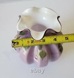 Vintage 2003 FENTON Art Glass Vase SWEETBRIAR Plum Purple Overlay 7 Tall