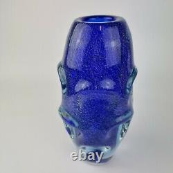 Vintage 20th Century Art Glass Vase Beranek Style Knobbly Blue 22.5cm High