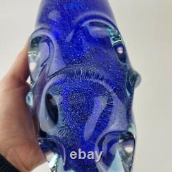 Vintage 20th Century Art Glass Vase Beranek Style Knobbly Blue 22.5cm High