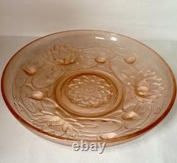 Vintage 30's Walther & Söhne Seerosen & Peter Pan Peach Glass Centrepiece Vase