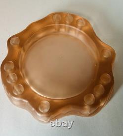 Vintage 30's Walther & Söhne Seerosen & Peter Pan Peach Glass Centrepiece Vase