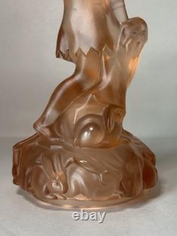 Vintage 30's Walther & Söhne Seerosen & Peter Pan Peach Glass Centrepiece Vase