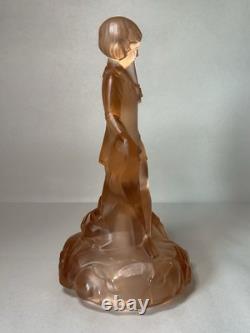Vintage 30's Walther & Söhne Seerosen & Peter Pan Peach Glass Centrepiece Vase