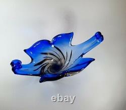 Vintage 80s Murano Centrepiece Flower Bowl Multicolour Sommerso Glass Art Piece