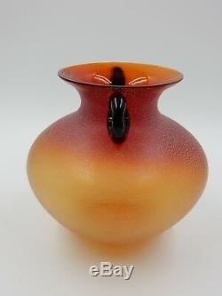 Vintage Alfredo Barbini Murano Studio Art Glass Frosted Flower Vase Signed