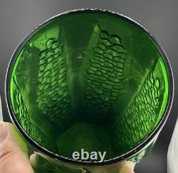 Vintage Art Deco Emerald Green Glass Geometric Pebble Panelled Body Vase