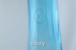 Vintage Art Glass Blue 22 LE SMITH Mid Century Modern Swung Pulled Vase