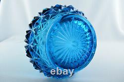 Vintage Art Glass Blue 22 LE SMITH Mid Century Modern Swung Pulled Vase