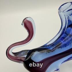 Vintage Art Glass Bull Blue Purple Murano Style 1960s/70s