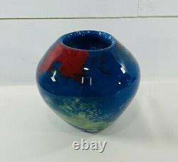 Vintage Art Glass Flower Vase Multicolor 5 1/2 Tall