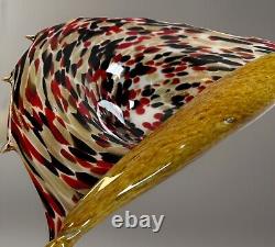 Vintage Art Glass Jozefina Krosno Large Bowl With Gold Red Black White