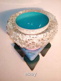 Vintage Art Glass Sculpture Hand signed Molly Stone 1986 Reflecting Bowl