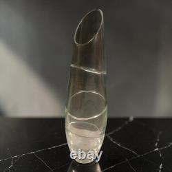 Vintage Art Glass Teardrop Bud Vase Attributed to Steuben Style Slanted Rim 25cm