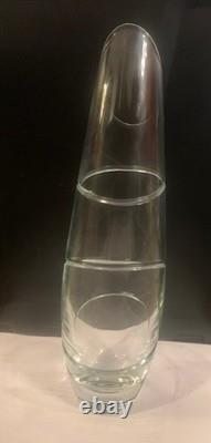 Vintage Art Glass Teardrop Bud Vase Attributed to Steuben Style Slanted Rim 25cm