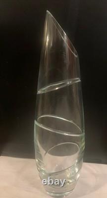 Vintage Art Glass Teardrop Bud Vase Attributed to Steuben Style Slanted Rim 25cm