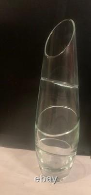 Vintage Art Glass Teardrop Bud Vase Attributed to Steuben Style Slanted Rim 25cm