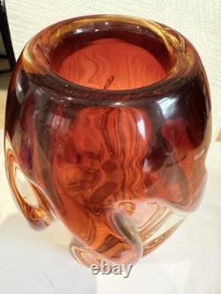 Vintage Art Glass Twist Vase Josef Hospodka for Chribska Amber
