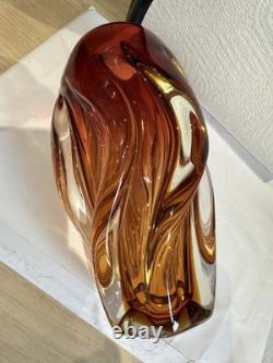 Vintage Art Glass Twist Vase Josef Hospodka for Chribska Amber