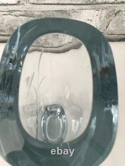Vintage Art Glass Vase Etched Fish, Stromberg Shyttan, Sweden