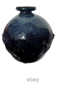 Vintage Art Glass Vase Hand Blown Signed Morimaka 1969