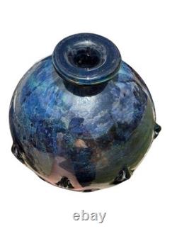 Vintage Art Glass Vase Hand Blown Signed Morimaka 1969