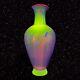 Vintage Art Glass Vase S Stang 1996 Tall Red Top Manganese Green Uv Glow Glass
