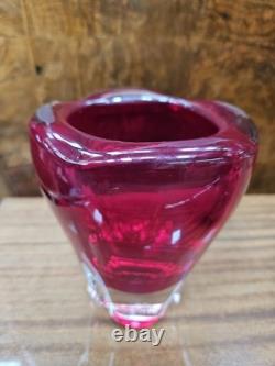 Vintage Art Glass Whitefriers Molar Ruby Red Vase