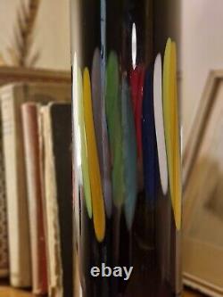 Vintage Artist Signed Jiri Beranek Atelier Czech Art Glass Amethyst Rainbow Vase