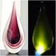 Vintage Aubergine Murano Sommerso Style Hand Blown Art Glass Tear Drop Uv Glow