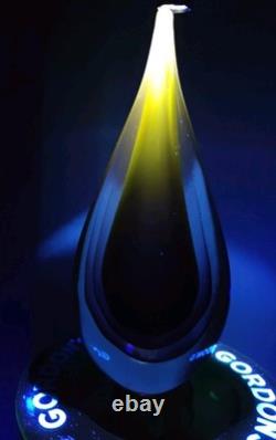 Vintage Aubergine Murano Sommerso Style Hand Blown Art Glass Tear Drop UV Glow