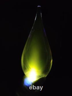 Vintage Aubergine Murano Sommerso Style Hand Blown Art Glass Tear Drop UV Glow