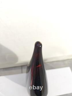 Vintage Aubergine Murano Sommerso Style Hand Blown Art Glass Tear Drop UV Glow