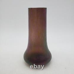 Vintage Austrian or Czech Iridescent Purple Art Glass Vase Unmarked Chipping