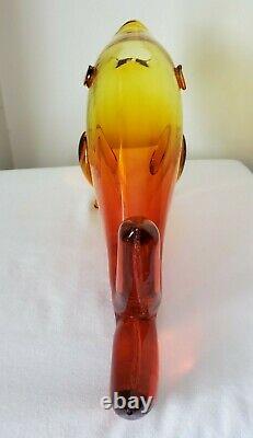 Vintage BLENKO Tangerine Fish Vase Art Glass